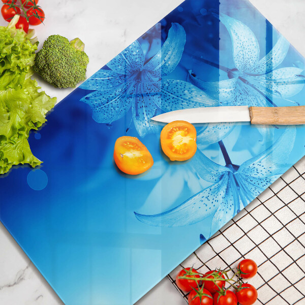 Glasskärbräda Blå blommor