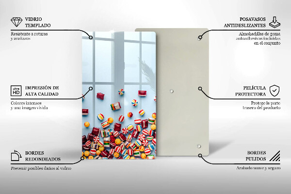 Glasskärbräda Färgglada godis