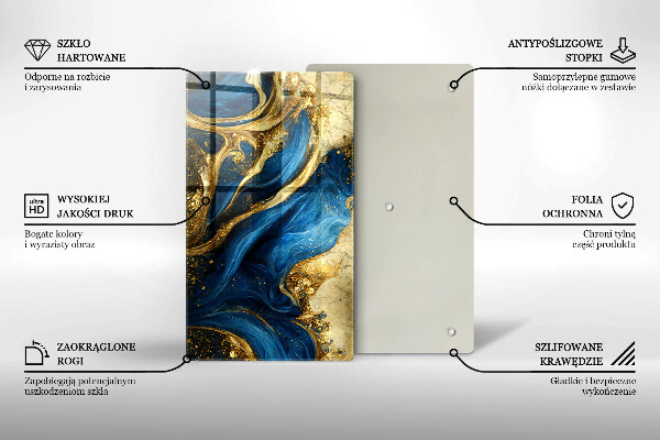 Glasskärbräda Blåguld marmor