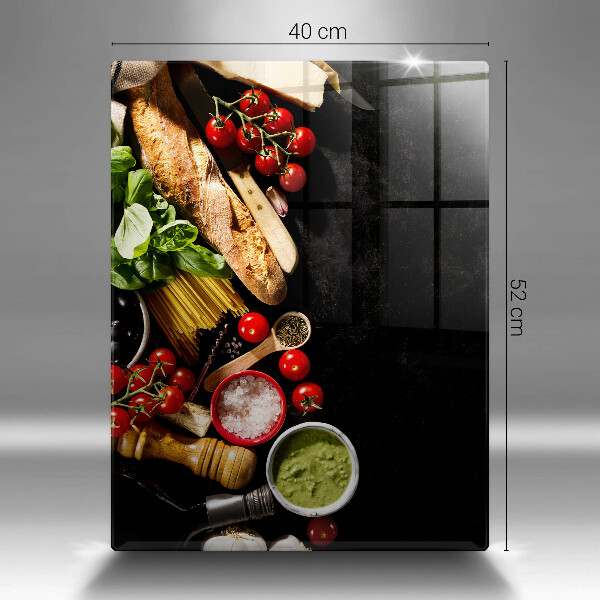 Glasskärbräda Italienska ingredienser och kryddor