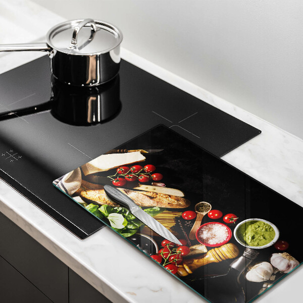 Glasskärbräda Italienska ingredienser och kryddor