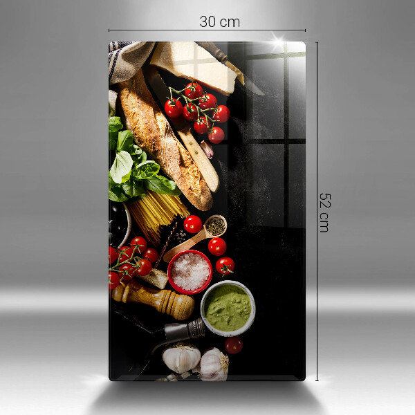 Glasskärbräda Italienska ingredienser och kryddor