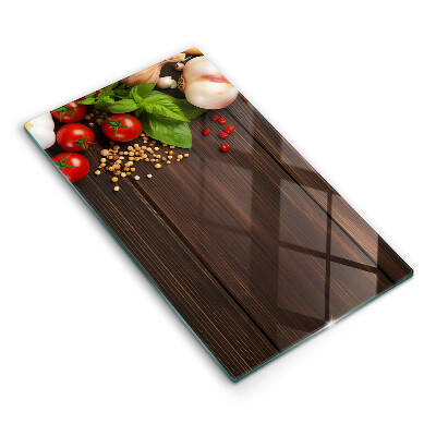 Glasskärbräda Grönsaker på bordet