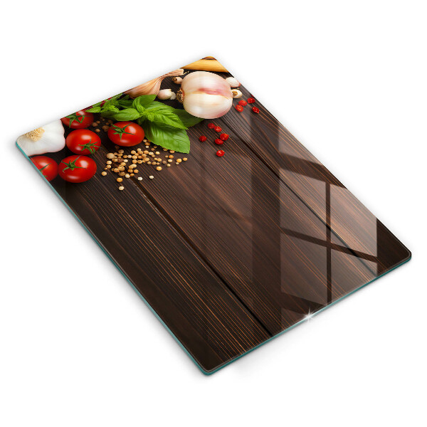 Glasskärbräda Grönsaker på bordet