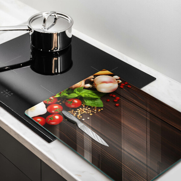 Glasskärbräda Grönsaker på bordet