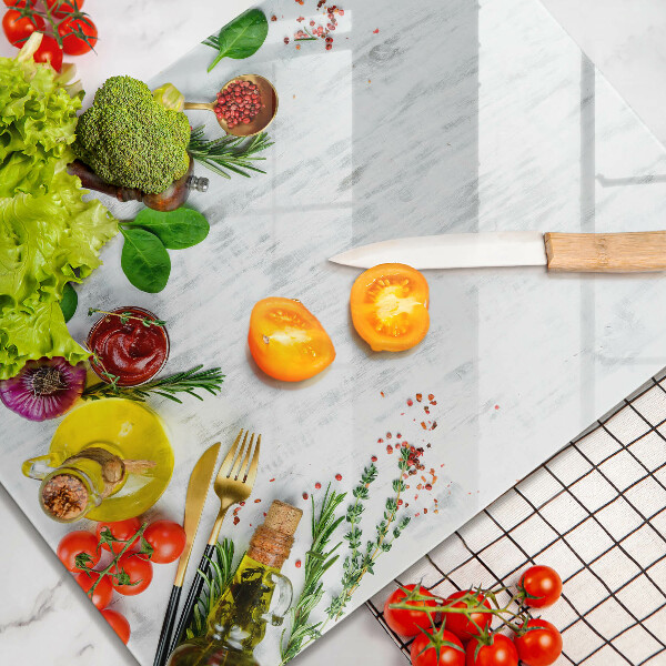 Glasskärbräda Grönsaker och kryddor