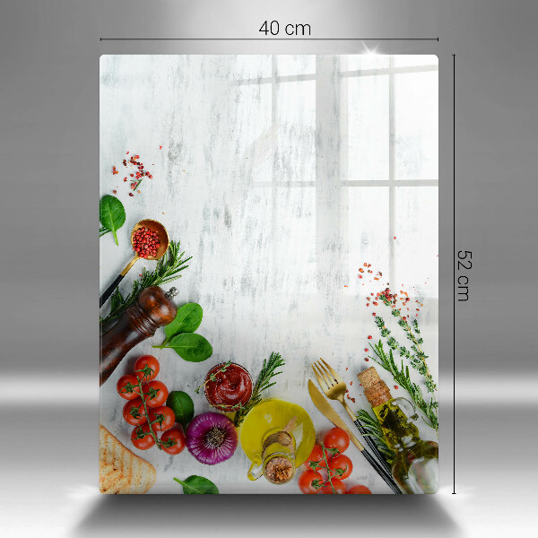 Glasskärbräda Grönsaker och kryddor