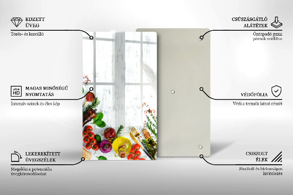 Glasskärbräda Grönsaker och kryddor