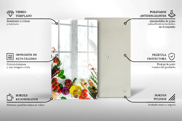 Glasskärbräda Grönsaker och kryddor