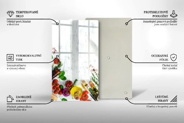 Glasskärbräda Grönsaker och kryddor