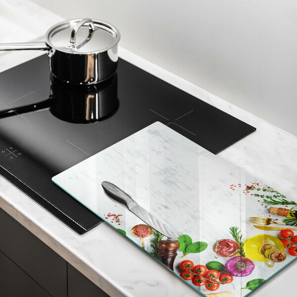 Glasskärbräda Grönsaker och kryddor