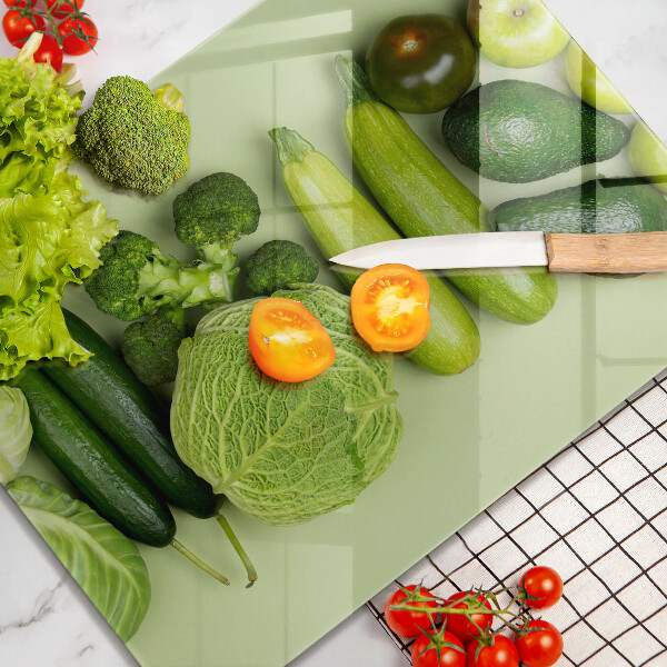 Glasskärbräda Gröna frukter och grönsaker