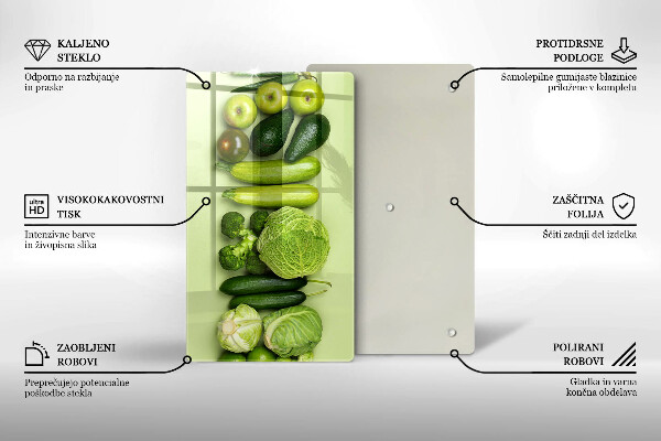 Glasskärbräda Gröna frukter och grönsaker