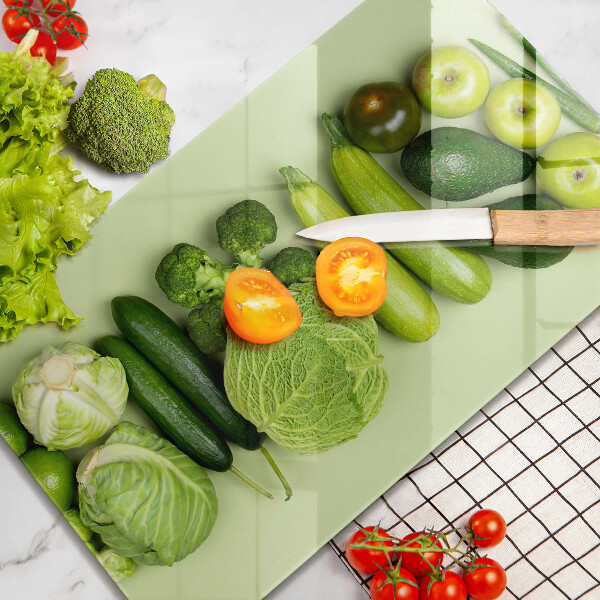 Glasskärbräda Gröna frukter och grönsaker