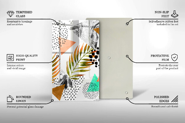 Glasskärbräda Boho lövmönster