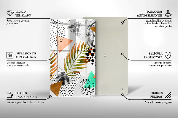 Glasskärbräda Boho lövmönster