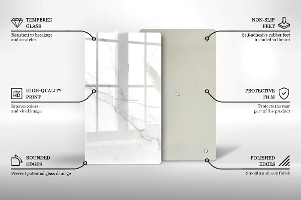 Glasskärbräda Delikat vit marmor