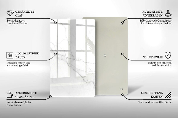 Glasskärbräda Delikat vit marmor