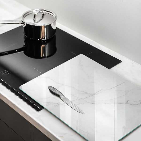 Glasskärbräda Delikat vit marmor