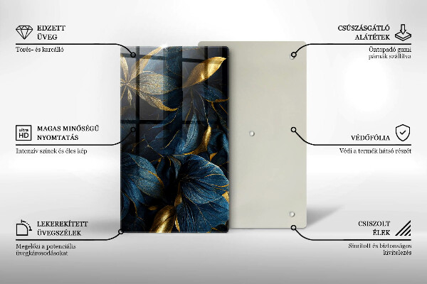 Glasskärbräda Dekorativa blad med guld