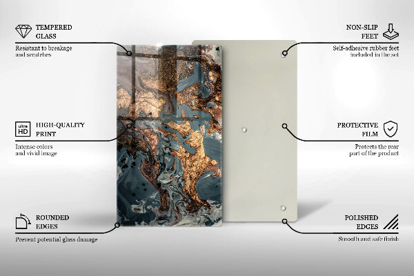 Glasskärbräda Prydnadssten med guld