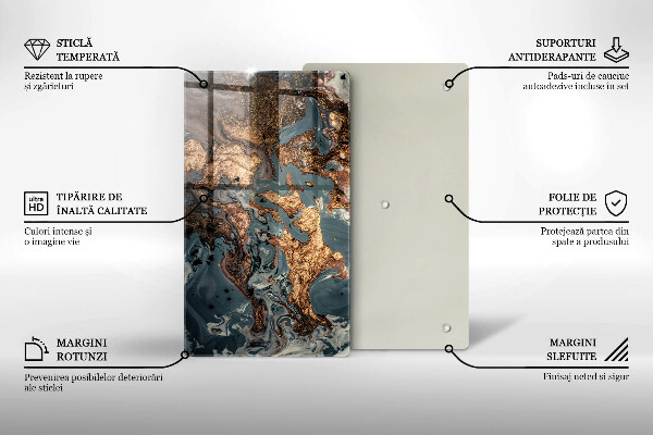 Glasskärbräda Prydnadssten med guld