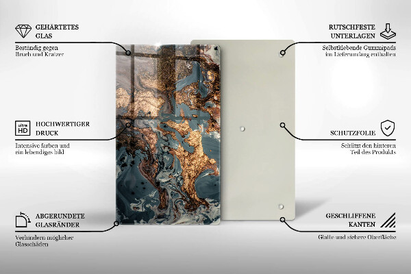 Glasskärbräda Prydnadssten med guld