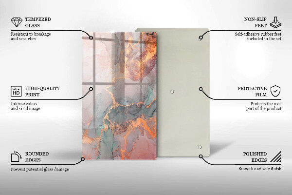 Glasskärbräda Marmor med guld