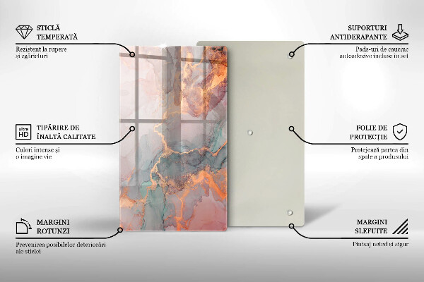 Glasskärbräda Marmor med guld