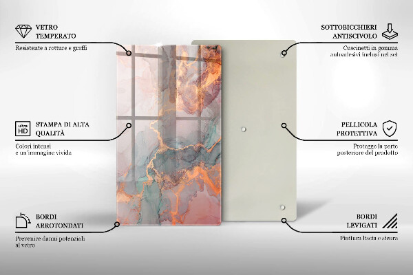 Glasskärbräda Marmor med guld