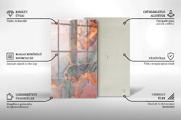 Glasskärbräda Marmor med guld