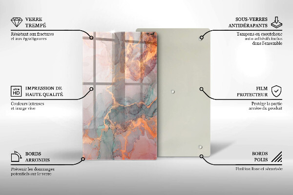 Glasskärbräda Marmor med guld