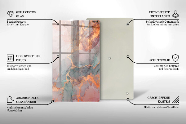 Glasskärbräda Marmor med guld