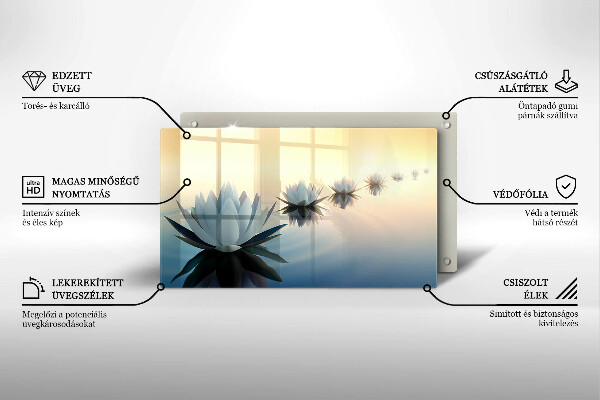 Skärbräda i härdat glas Näckrosblommor