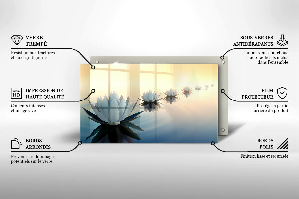 Skärbräda i härdat glas Näckrosblommor