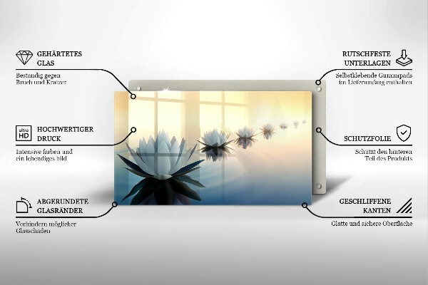 Skärbräda i härdat glas Näckrosblommor