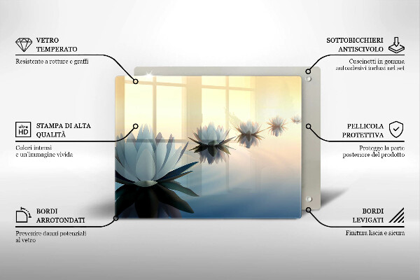 Skärbräda i härdat glas Näckrosblommor