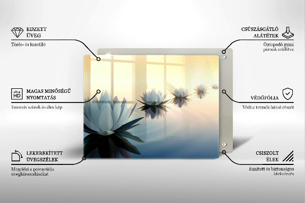 Skärbräda i härdat glas Näckrosblommor