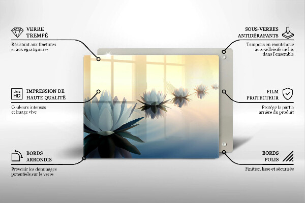 Skärbräda i härdat glas Näckrosblommor