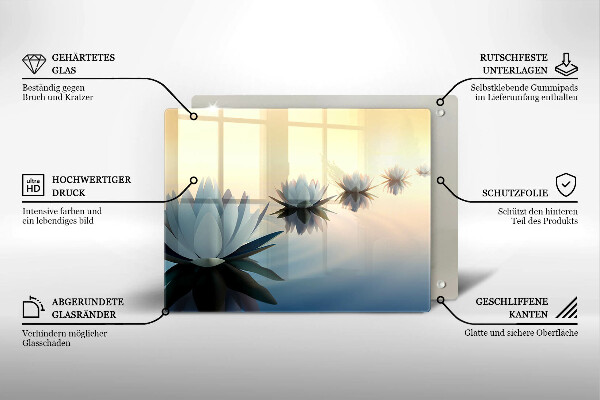 Skärbräda i härdat glas Näckrosblommor