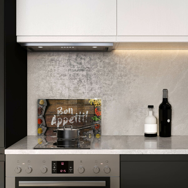 Skärbräda i härdat glas Bon Appetit-tecken på brädorna