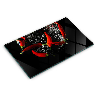 Skärbräda i härdat glas Chilipeppar i vatten
