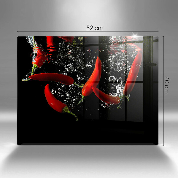 Skärbräda i härdat glas Chilipeppar i vatten