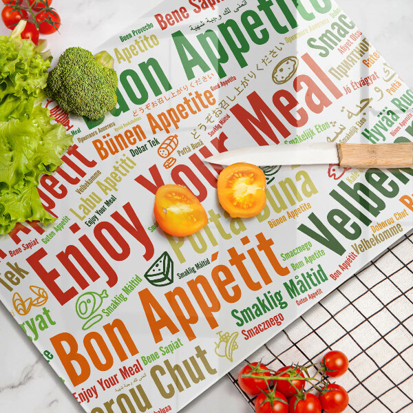 Skärbräda i härdat glas God aptit undertexter språk