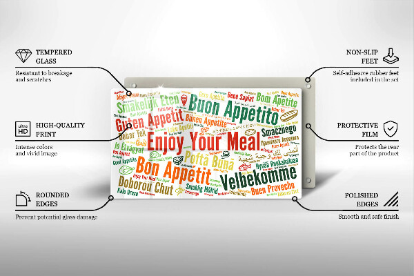 Skärbräda i härdat glas God aptit undertexter språk