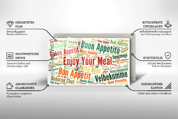 Skärbräda i härdat glas God aptit undertexter språk