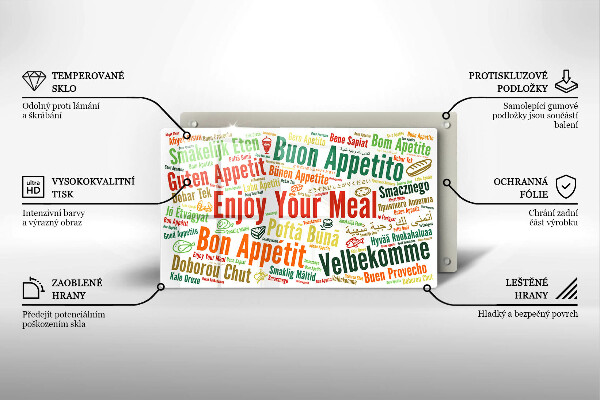 Skärbräda i härdat glas God aptit undertexter språk