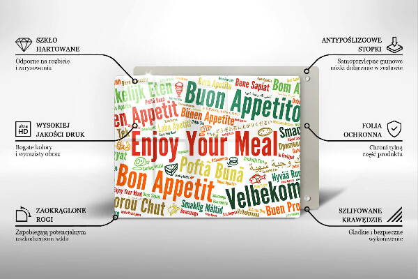Skärbräda i härdat glas God aptit undertexter språk