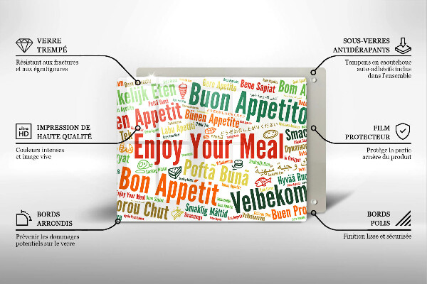 Skärbräda i härdat glas God aptit undertexter språk