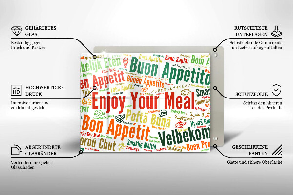 Skärbräda i härdat glas God aptit undertexter språk